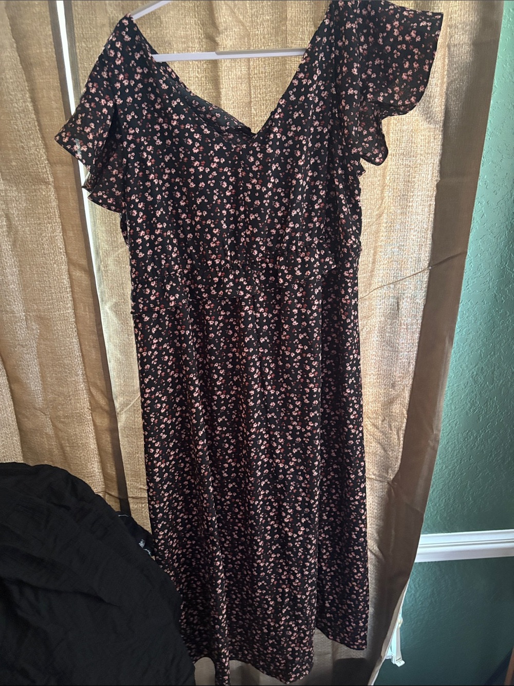 Old Navy Black Maxi Dress with Pink Floral Print